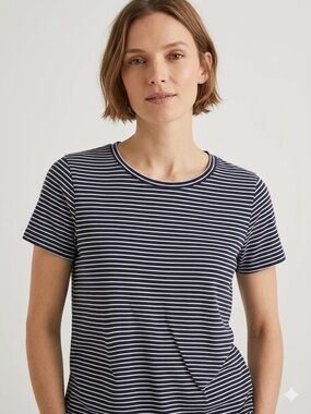 Boden Navy and White Striped Short-Sleeve Tee